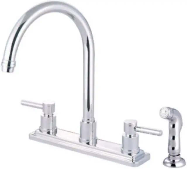 Main image of Kingston Brass KS8791DL 8 Inch Center Kitchen Faucet With Side Sprayer - Polished Chrome