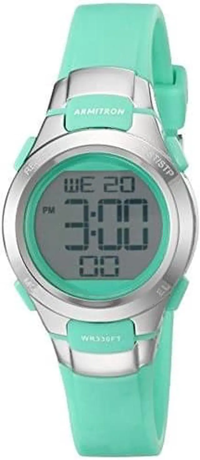 Main image of armitron sport women's 45/7012tel digital chronograph teal resin strap watch