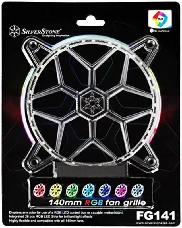 Main image of SilverStone Technology 140mm RGB LED Fan Guard / Grill for ASUS AURA SYNC / MSI Mystic Light Sync / ASROCK AURA RGB / BIOSTAR RACING and Others FG141