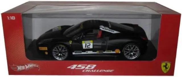 Alt view image 2 of 10 - Ferrari 458 Challenge Matt Black #12 1/18 Diecast Car Model by Hot Wheels