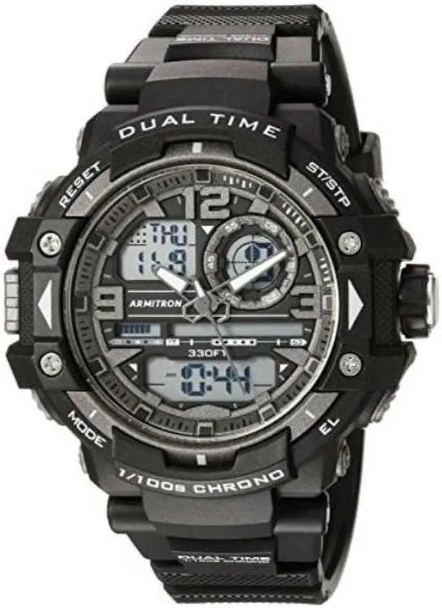 Main image of armitron sport men's 20/5062blk analogdigital chronograph black resin strap watch