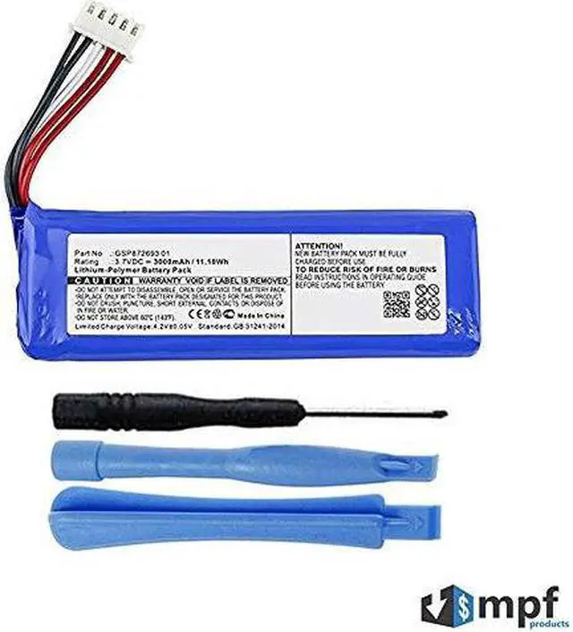 Alt view image 6 of 6 - 3000mAh GSP872693 01 Battery Replacement Compatible with JBL Flip 4 and Flip 4 Special Edition Waterproof Portable Bluetooth Stereo Speaker