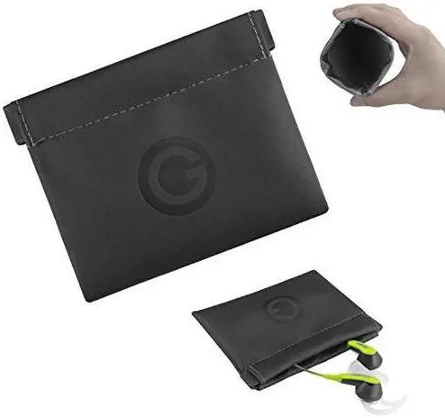 Alt view image 2 of 12 - Geekria Soft Leather Earbud Pouch Case _ Universal Headphone Protection Bag _ Squeeze Coin Pouch _ Earphone Portable Travel B
