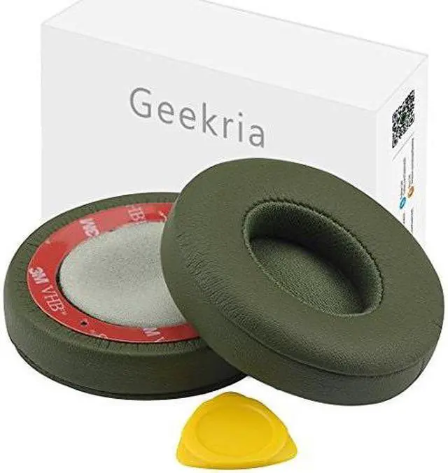 Main image of Geekria QuickFit Protein Leather Replacement Ear Pads for Beats Solo3, Solo 3.0 Wireless (A1796) Headphones Earpads, Headset Ear Cushion Repair Parts (Green)