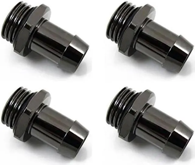Alt view image 3 of 6 - XSPC G1/4" to 3/8" Barb Fitting for Soft Tubing, Black Chrome, 4-pack