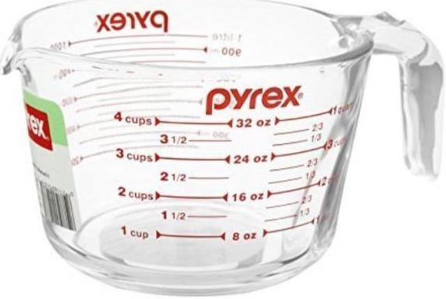 pyrex 6001076 measuring 4 cup 32 oz glass, clear, red 