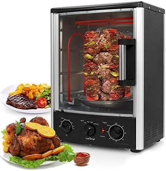 Main image of nutrichef upgraded multifunction rotisserie oven  vertical countertop oven with bake, turkey thanksgiving, broil roasting kebab rack with adjustable settings, 2 shelves 1500 watt  azpkrt97