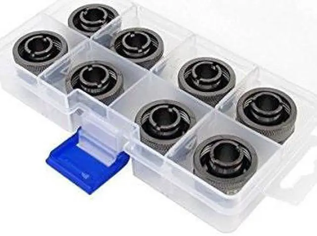 Alt view image 6 of 7 - XSPC G1/4" to 1/2" ID, 3/4" OD Compression Fitting V2 for Soft Tubing, Black Chrome, 8-pack