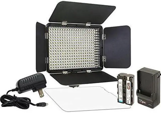 Alt view image 12 of 20 - Vidpro LED-330X Varicolor Studio Video Lighting Kit with Built-in Barn Doors & Diffuser Includes Li-ion Battery & Charger, AC Adapter, Adjustable Shoe Mount