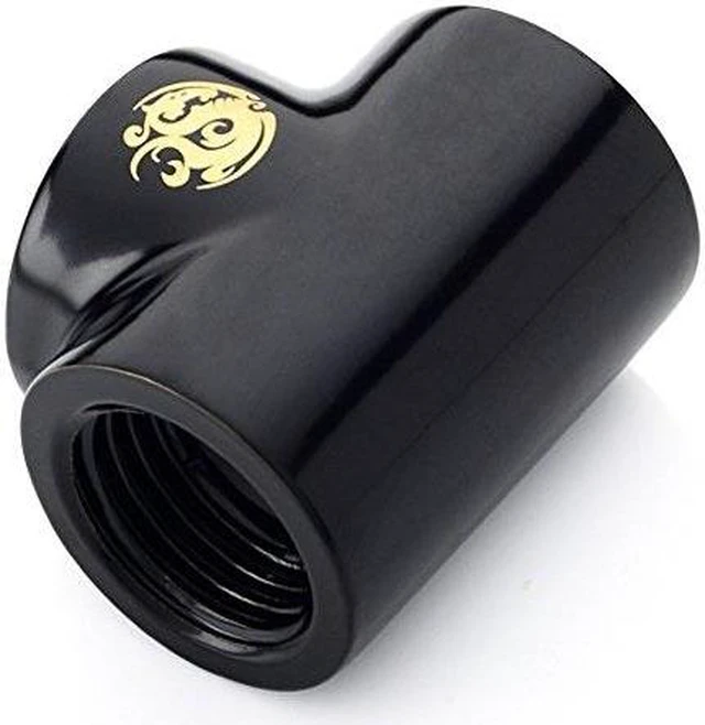 Alt view image 5 of 8 - Bitspower T-Block Fitting with Triple G1/4" Female, Matte Black