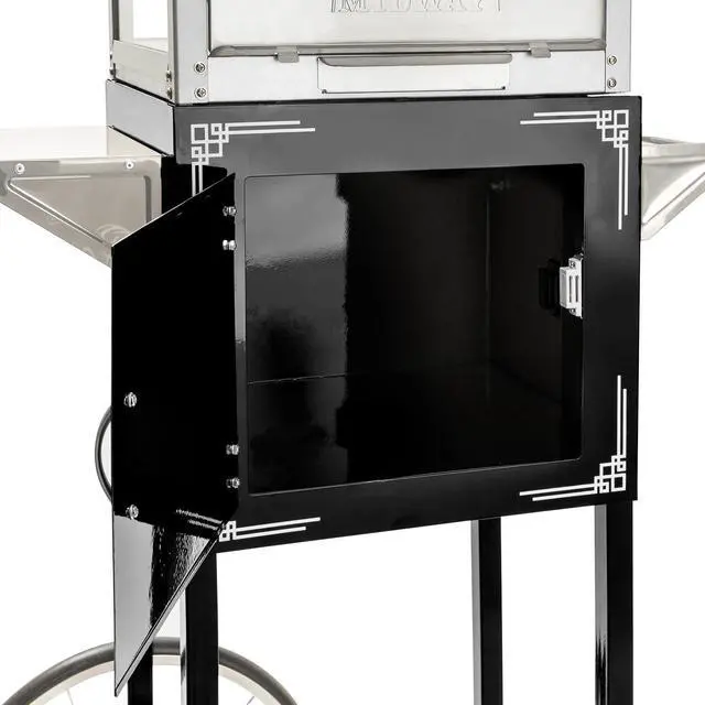Alt view image 4 of 6 - Olde Midway Vintage Style Popcorn Machine Maker Popper with Cart and 6-Ounce Kettle - Black