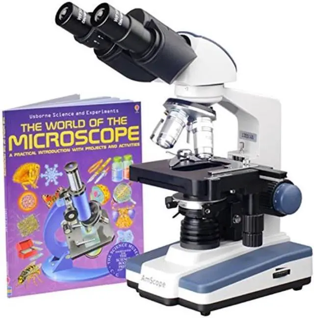 Alt view image 8 of 8 - 40X-2500X LED Lab Binocular Compound Microscope with 3D-Stage + Microscope Book