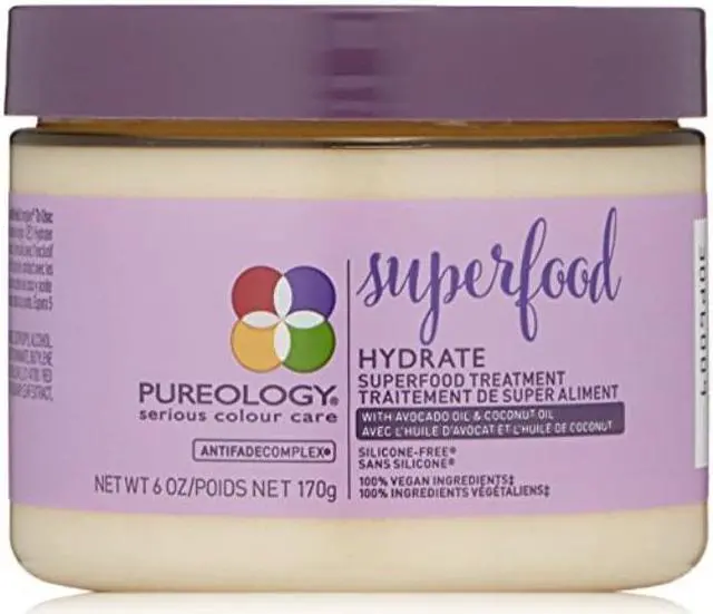 Main image of pureology | hydrate superfood treatment hair mask | for dry, color treated hair | siliconefree | vegan | 6.0 oz.