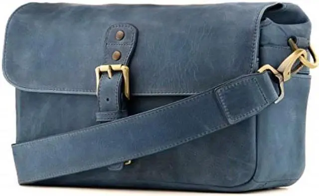 Main image of megagear genuine leather camera messenger bag for mirrorless, instant and dslr, blue mg1333