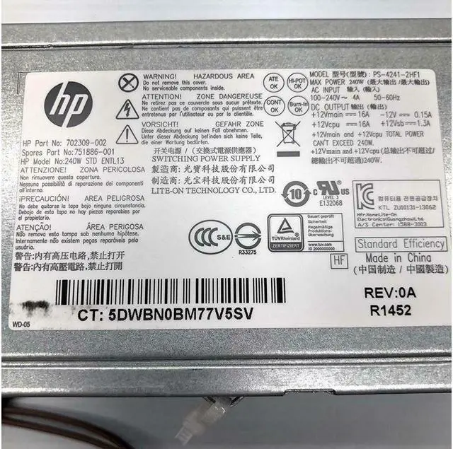 Alt view image 4 of 4 - HP 240W Power Supply ProDesk/EliteDesk 600 800 G1 SFF PSU 702307-002 751884-001