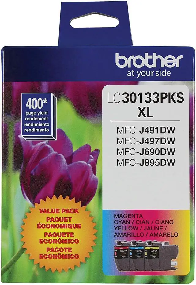 Alt view image 2 of 3 - Brother Printer Genuine LC30133PKS 3-Pack High Yield Color Ink Cartridges, Page Yield Up to 400 Pages/Cartridge, Includes Cyan, Magenta and Yellow, LC3013