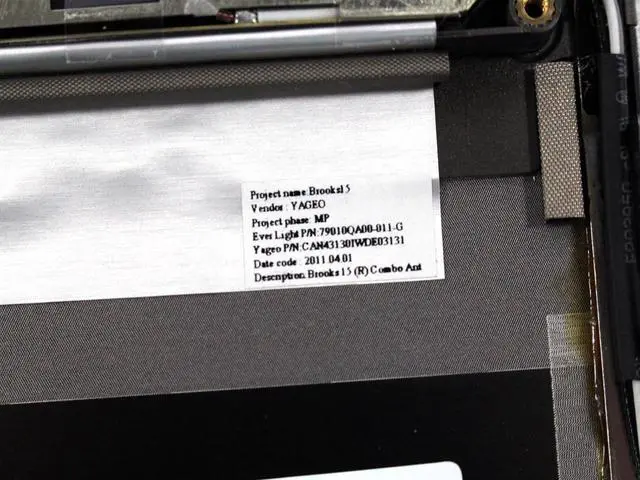 Alt view image 5 of 5 - Dell Precision M4600 15.6" LCD Back Top Cover Assembly w/ Hinges XJTF6 0XJTF6