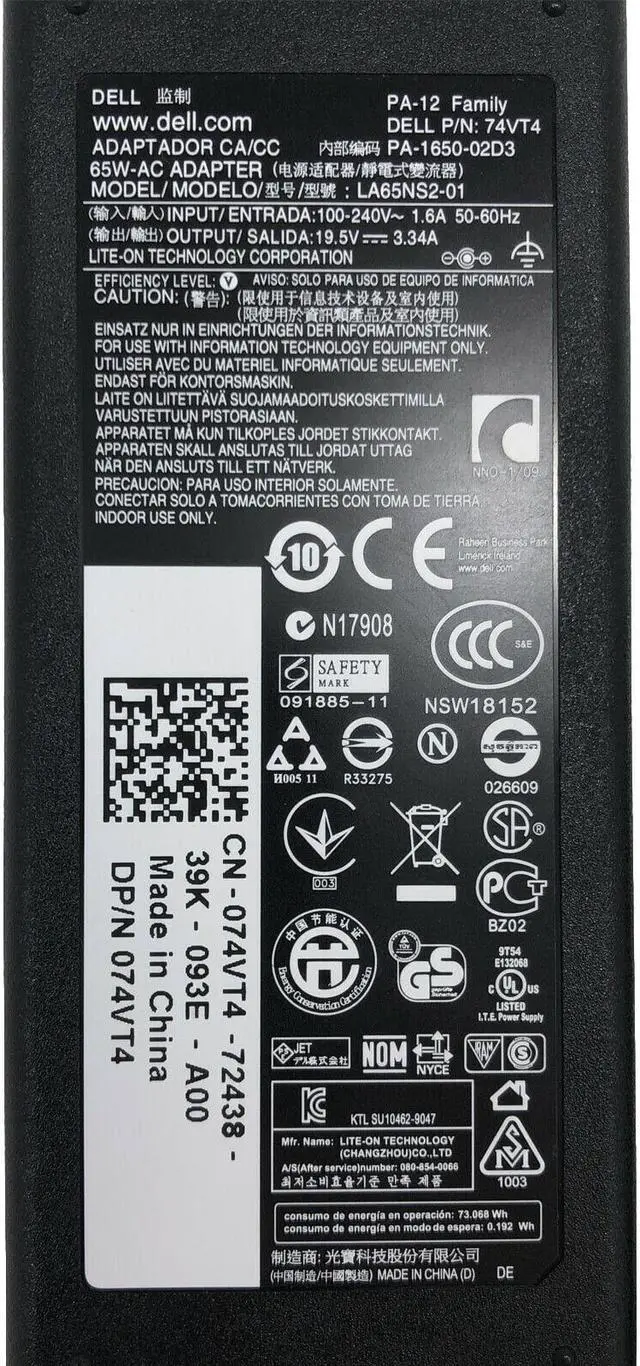 Alt view image 4 of 4 - NEW Genuine Dell 19.5V 3.34A 65W AC Adapter DP/N 0G6J41 043NY4 0MGJN9 0GG2W w/PC
