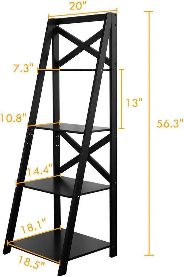 Alt view image 2 of 7 - Costway 4-Tier Ladder Shelf Bookshelf Bookcase Storage Display Leaning Home Office Decor