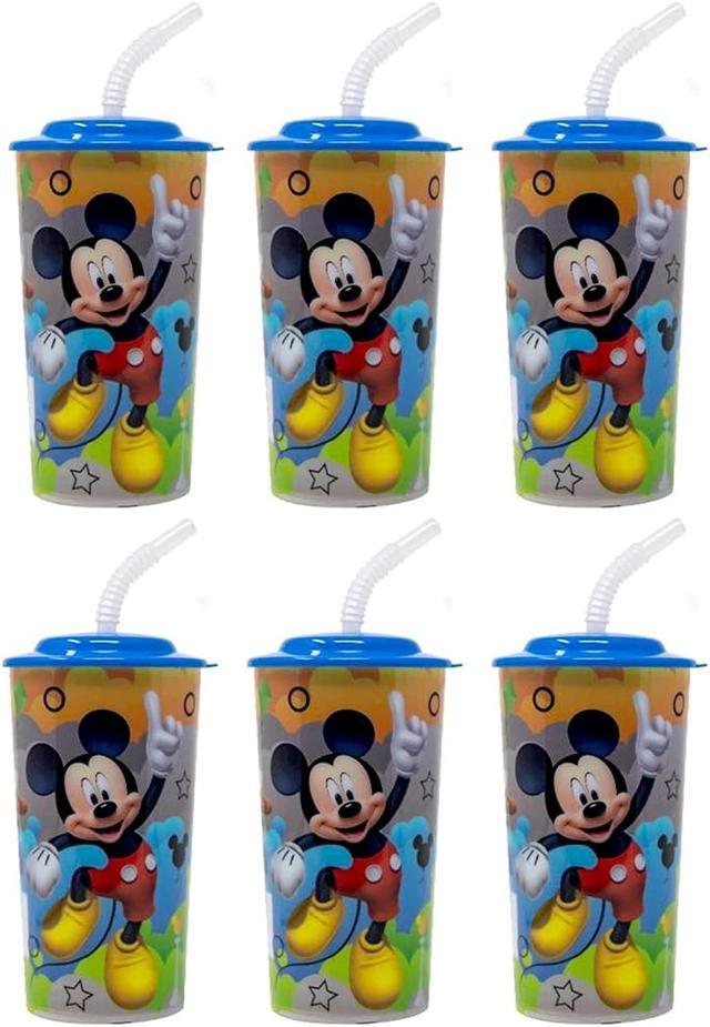 6-Pack Mickey Mouse 16oz Reusable Sports Tumbler Cups with Lids & Straws 