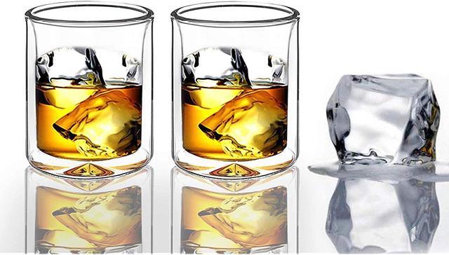 Double Wall Insulated Old Fashioned Whiskey Glasses Set of 2,, Classic Scotch  Glasses