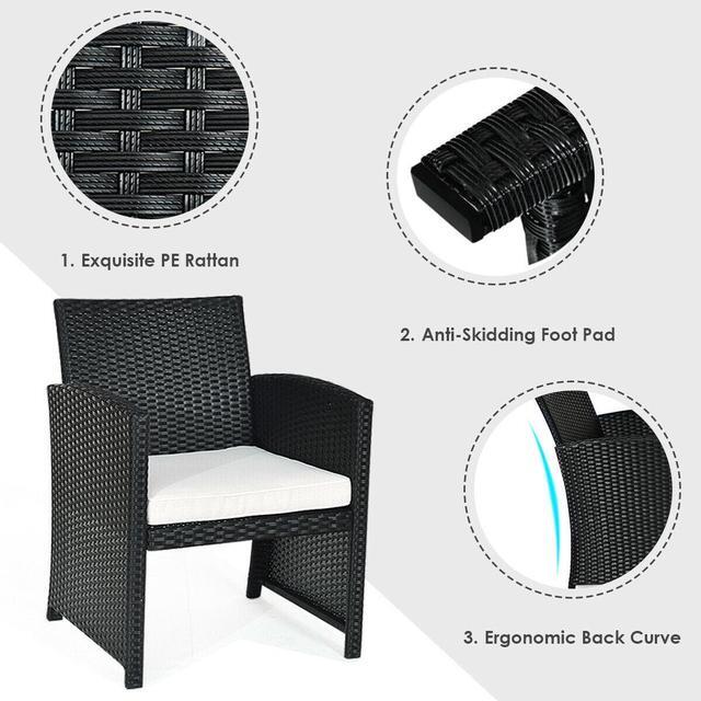 Alt view image 7 of 7 - Goplus 4PCS Patio Rattan Furniture Conversation Set Cushioned Sofa Table Garden Black