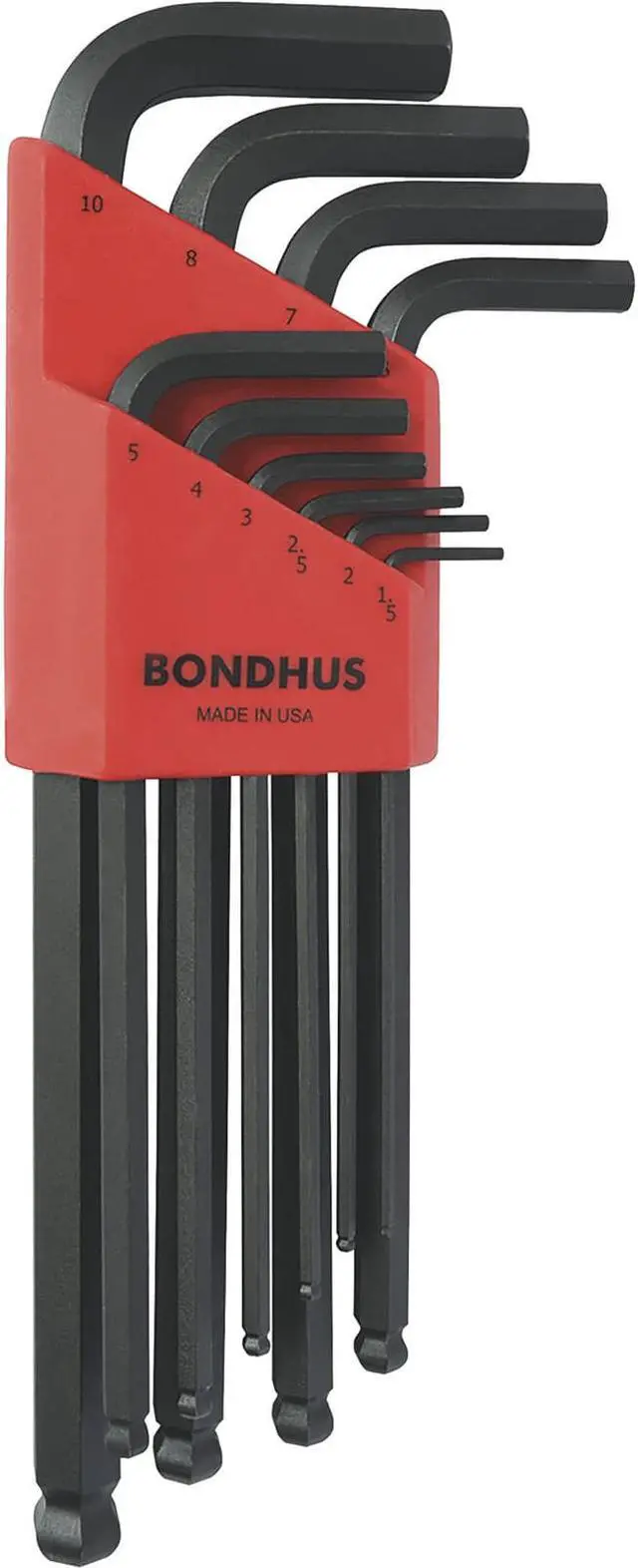 Alt view image 2 of 3 - Long L-Shaped Metric ProGuard™ Ball End Hex Key Set, Number of Pieces: 10