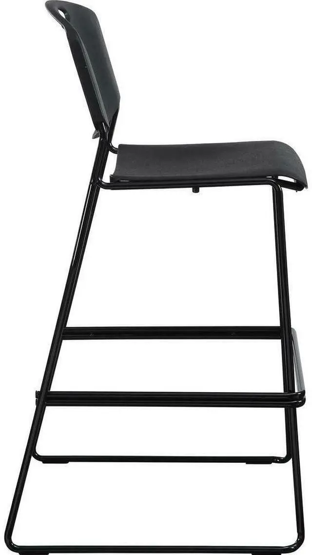 Alt view image 3 of 4 - Lorell Heavy-duty Bistro Stack Chairs - Black Plastic Seat - Black Plastic...