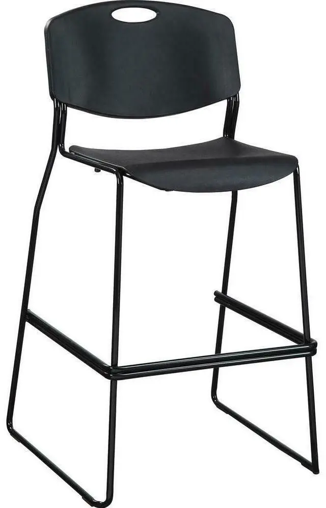 Alt view image 2 of 4 - Lorell Heavy-duty Bistro Stack Chairs - Black Plastic Seat - Black Plastic...