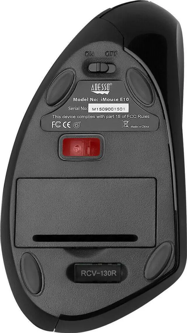 Alt view image 2 of 6 - Adesso iMouse E10 - 2.4 GHz RF Wireless Vertical Ergonomic Mouse (imousee10)