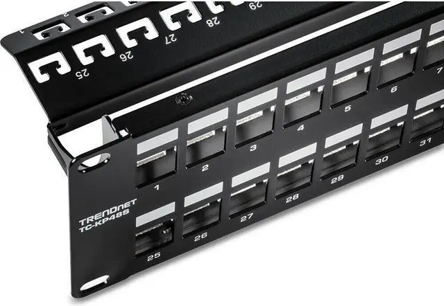 Alt view image 9 of 20 - TRENDnet 48-Port Blank Keystone Shielded 2U HD Patch Panel, TC-KP48S, 2U 19" Metal Rackmount Housing, Network Management Panel, Recommended with TC-K06C6A Cat6A Keystone Jacks (sold separately)