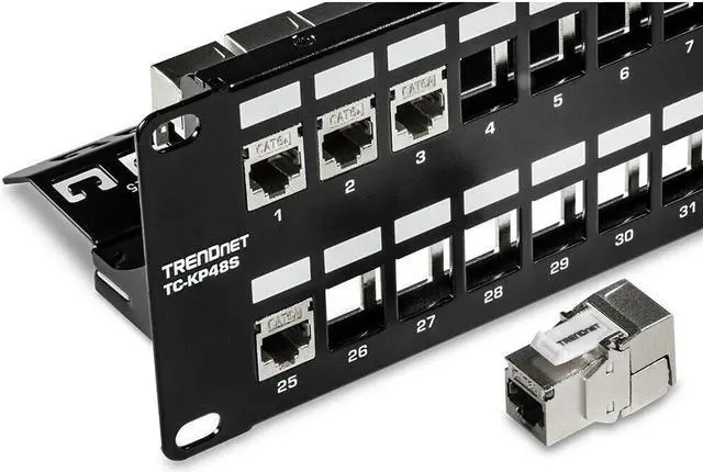 Alt view image 8 of 20 - TRENDnet 48-Port Blank Keystone Shielded 2U HD Patch Panel, TC-KP48S, 2U 19" Metal Rackmount Housing, Network Management Panel, Recommended with TC-K06C6A Cat6A Keystone Jacks (sold separately)