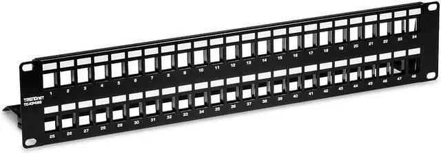 Alt view image 7 of 20 - TRENDnet 48-Port Blank Keystone Shielded 2U HD Patch Panel, TC-KP48S, 2U 19" Metal Rackmount Housing, Network Management Panel, Recommended with TC-K06C6A Cat6A Keystone Jacks (sold separately)