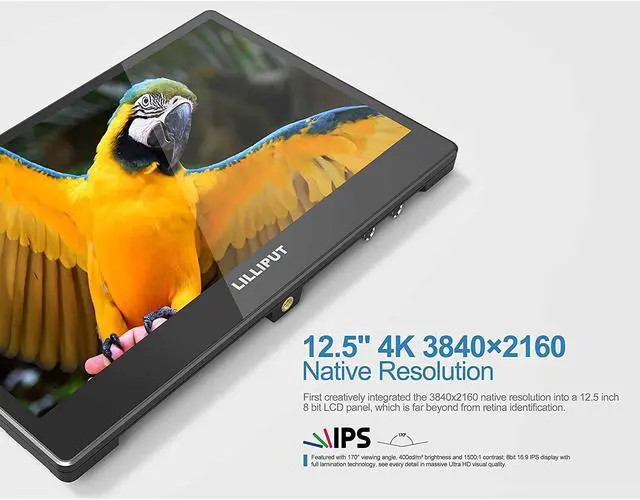 Alt view image 12 of 13 - Lilliput A12 12.5" IPS 4K HDMI Monitor, 3840x2160