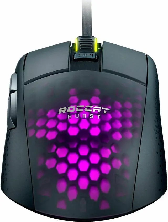 Alt view image 8 of 20 - ROCCAT Burst Pro PC Gaming Mouse, Optical Switches, Super Lightweight Ergonomic Wired Computer Mouse, RGB Lighting, Titan Scroll Wheel, Honeycomb Shell, Claw Grip, Owl-Eye Sensor, 16K DPI, Black