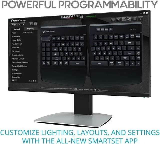 Alt view image 7 of 7 - KINESIS Gaming Freestyle Edge RGB Split Mechanical Keyboard (MX Blue)