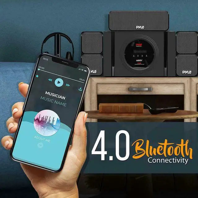 Alt view image 6 of 16 - Pyle PT589BT Bluetooth 5.1 Channel Home Theater System with Surround Sound Speakers