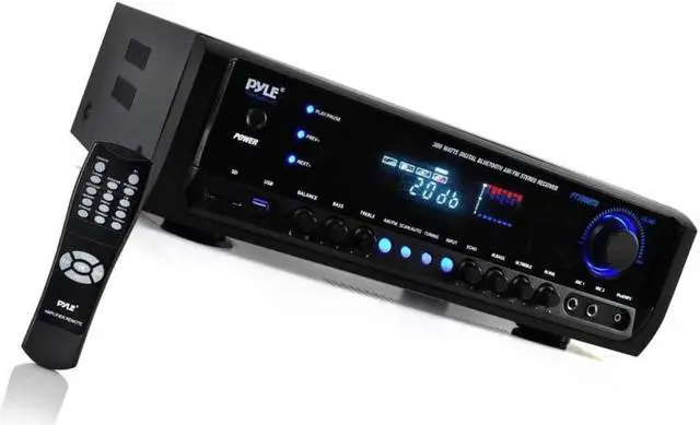 Alt view image 3 of 20 - Digital Home Theater Bluetooth Stereo Receiver, Aux (3.5mm) Input, MP3/USB/SD/AM/FM Radio, (2) Mic Inputs, 300 Watt