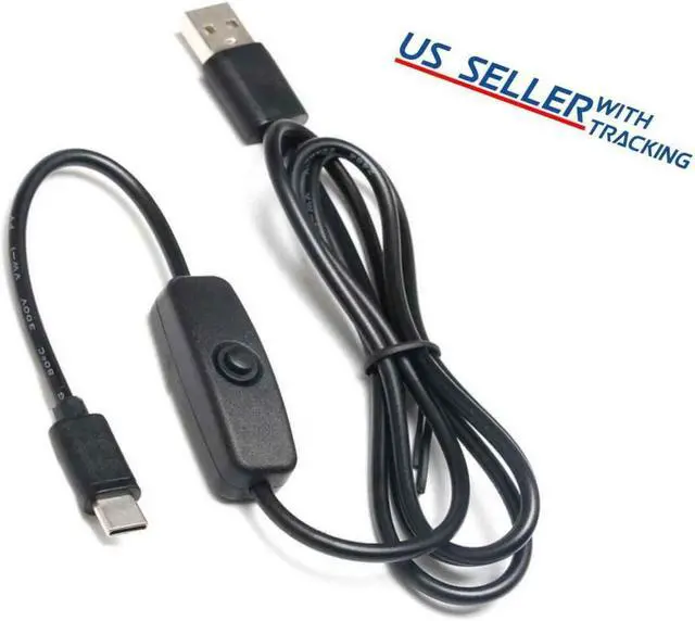 Main image of 3A Usb Type C Cable With On/Off Switch Power Button Raspberry Pi Phone Charging