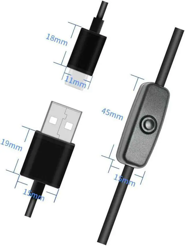 Alt view image 3 of 3 - 3A Usb Type C Cable With On/Off Switch Power Button Raspberry Pi Phone Charging