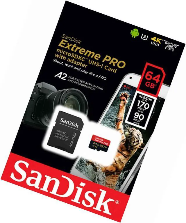Alt view image 4 of 4 - Extreme Pro microSDXC 64GB+SD Adapter