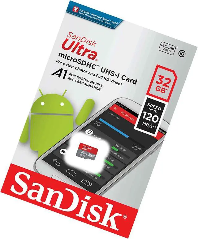 Alt view image 3 of 6 - SanDisk SDSQUA4-032G CVL 32GB 8pin microSDHC r120MB/s C10 U1 A1 UHS-I SanDisk Ultra microSDHC Memory Card Bulk