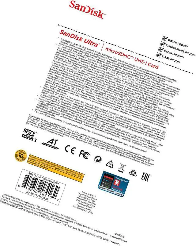 Alt view image 4 of 6 - SanDisk SDSQUA4-032G CVL 32GB 8pin microSDHC r120MB/s C10 U1 A1 UHS-I SanDisk Ultra microSDHC Memory Card Bulk