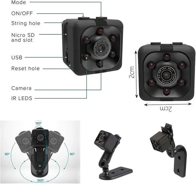 Alt view image 6 of 7 - Mini Spy Camera Include 32G Sd Card Hidden Camera Hd Audio And Video Recording, Night Vision Motion Detection, Surveillance Camera Small Dog Camera Nanny Cam Baby Monitor Home Security Camera