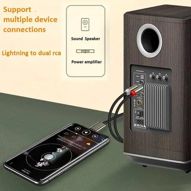 Alt view image 7 of 7 - Lightning To Rca Cable Iphone Aux Audio Cable Y Sp Auxiliary Adapter Compatible Iphone 12/12 Pro/11/11 Pro/X/Xr/Xs/8/7/6 To Power Amplifier,Car Stereo,Home Theater,Speakers