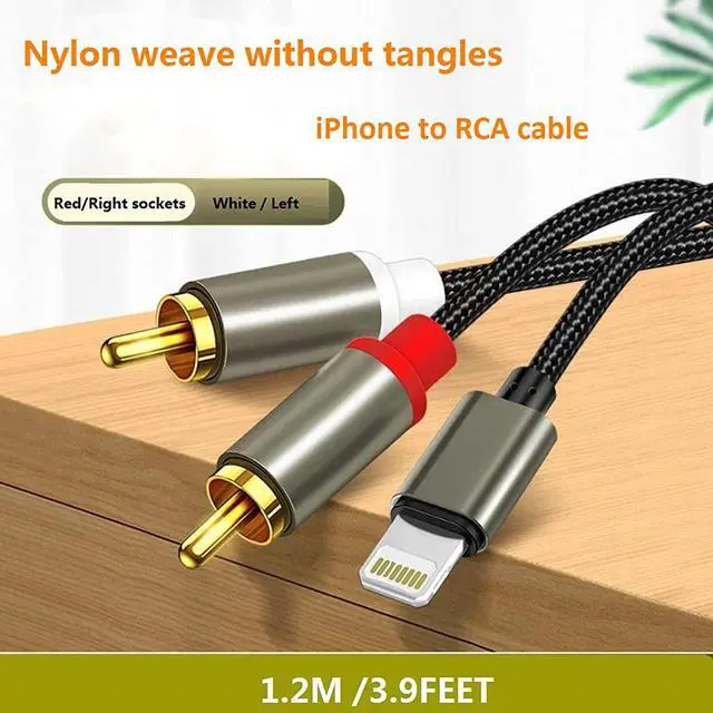 Alt view image 3 of 7 - Lightning To Rca Cable Iphone Aux Audio Cable Y Sp Auxiliary Adapter Compatible Iphone 12/12 Pro/11/11 Pro/X/Xr/Xs/8/7/6 To Power Amplifier,Car Stereo,Home Theater,Speakers