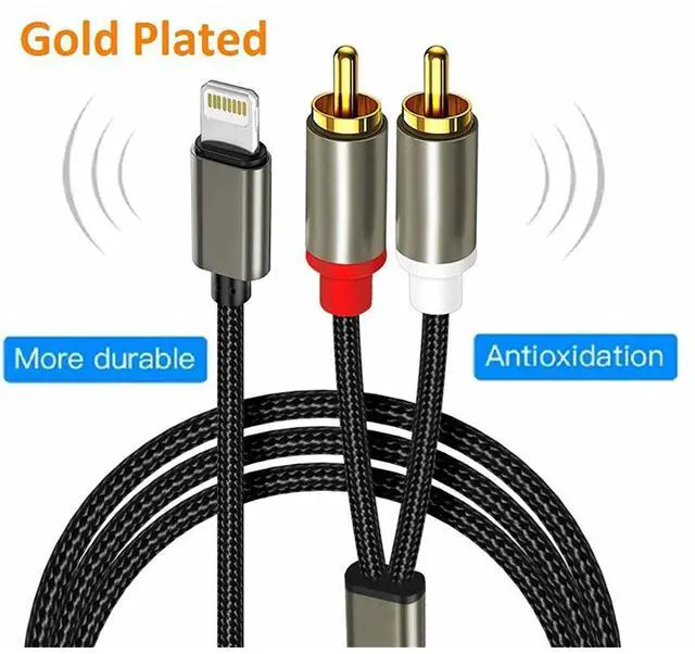 Alt view image 5 of 7 - Lightning To Rca Cable Iphone Aux Audio Cable Y Sp Auxiliary Adapter Compatible Iphone 12/12 Pro/11/11 Pro/X/Xr/Xs/8/7/6 To Power Amplifier,Car Stereo,Home Theater,Speakers