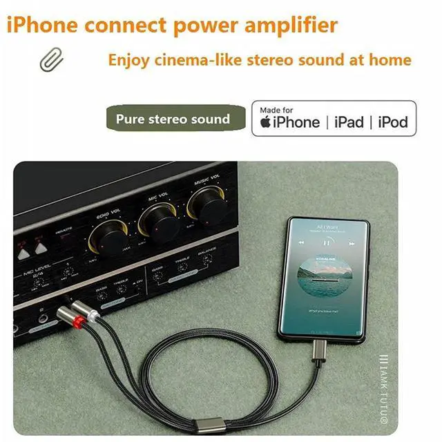 Alt view image 6 of 7 - Lightning To Rca Cable Iphone Aux Audio Cable Y Sp Auxiliary Adapter Compatible Iphone 12/12 Pro/11/11 Pro/X/Xr/Xs/8/7/6 To Power Amplifier,Car Stereo,Home Theater,Speakers