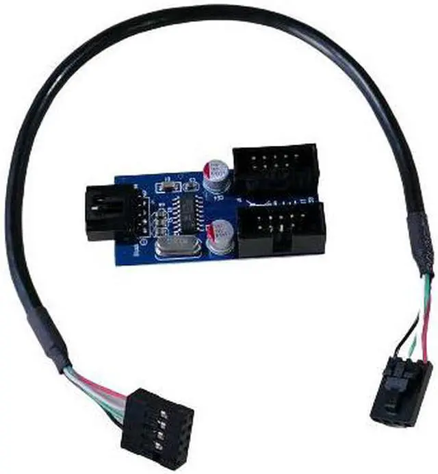 Main image of Motherboard Usb Header Splitter 9 Pin Male 1 To 2 Female Extension Cable