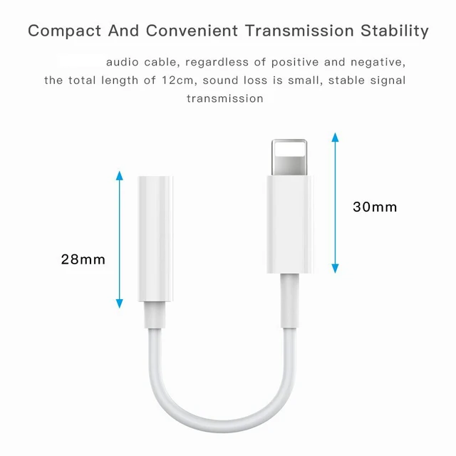 Alt view image 3 of 5 - For iPhone Headphone Adapter 3.5mm Jack Aux Cord Dongle Audio Cable Connector